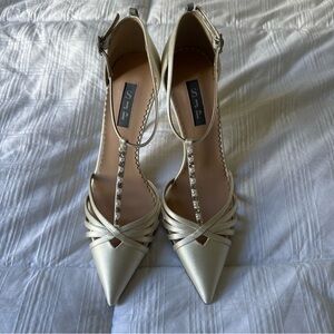 SJP satin wedding heels
